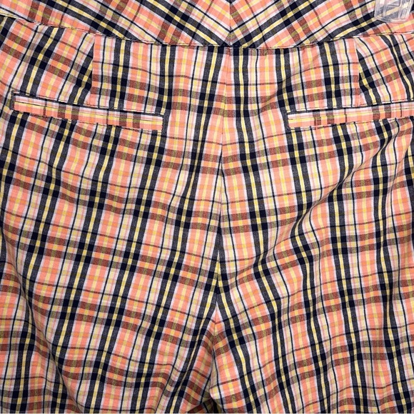 Size 6 Dockers Plaid Shorts Womens Orange Blue  Mid Rise Curvy Cotton Blend - Picture 5 of 10